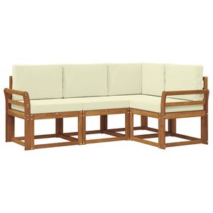 vidaXL Conjunto de sof&aacute;s de exterior con coj&iacute;n 4 pcs Natural y Crema