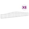 vidaXL Cestas de gaviones 8 uds forma de arco hierro 400x30x40/60 cm