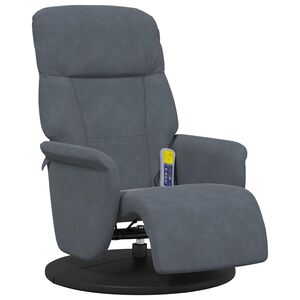 vidaXL Sill&oacute;n reclinable masaje con reposapi&eacute;s terciopelo gris oscuro
