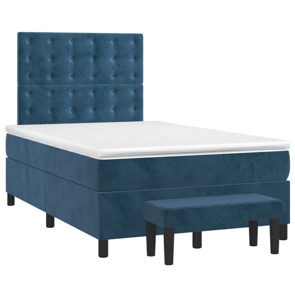 vidaXL Cama box spring con colch&oacute;n terciopelo azul oscuro 120x200 cm