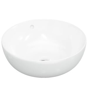 vidaXL Lavabo redondo cer&aacute;mica blanco 44x17 cm