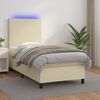 vidaXL Cama box spring y colch&oacute;n LED cuero sint&eacute;tico crema 90x200 cm