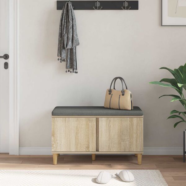 vidaXL Banco de entrada con coj&iacute;n Roble Sonoma 80 x 38 x 46 cm