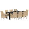 vidaXL Conjunto de Comedor de Jard&iacute;n 9 pcs Beige rat&aacute;n sint&eacute;tico
