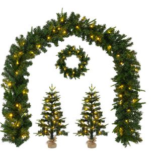 vidaXL Set de mini &aacute;rboles de Navidad 45 cm 125 LED Blanco C&aacute;lido