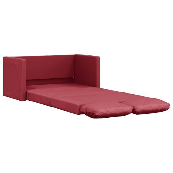 vidaXL Sof&aacute; cama suelo 2 en 1 cuero sint&eacute;tico rojo tinto 112x174x55 cm