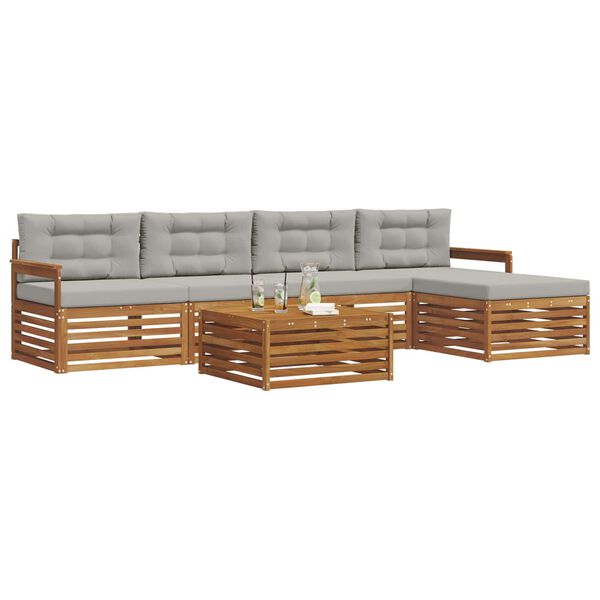 vidaXL Conjunto de sof&aacute;s de exterior 6 pcs Gris Natural y Claro