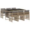 vidaXL Set comedor de jard&iacute;n 7 pzas con cojines rat&aacute;n sint&eacute;tico beige