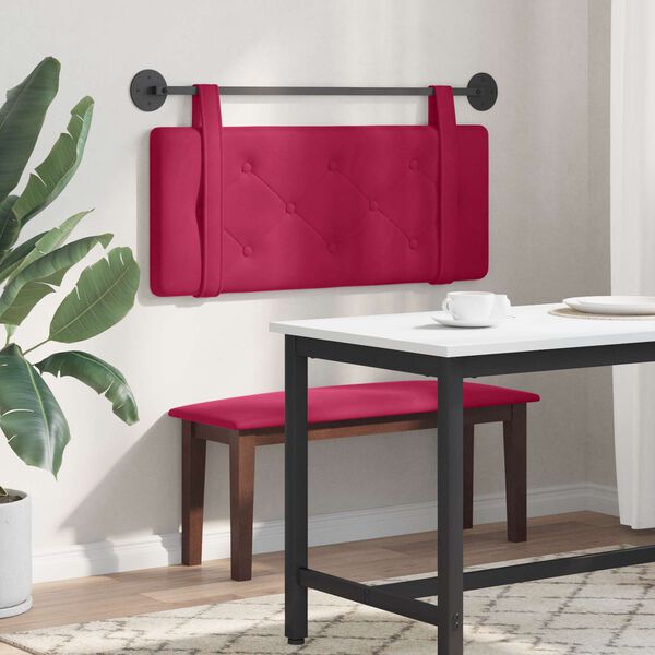 vidaXL Cabecera Colgante Rojo vino 110 x 55 x 5 cm Terciopelo