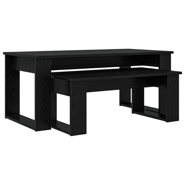 vidaXL Juego de Mesas de Centro 2 pcs Roble Negro Madera de ingenier&iacute;a