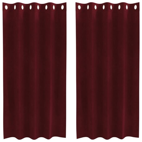 vidaXL Cortinas opacas 2 pcs Rojo vino 140 x 175 cm Terciopelo