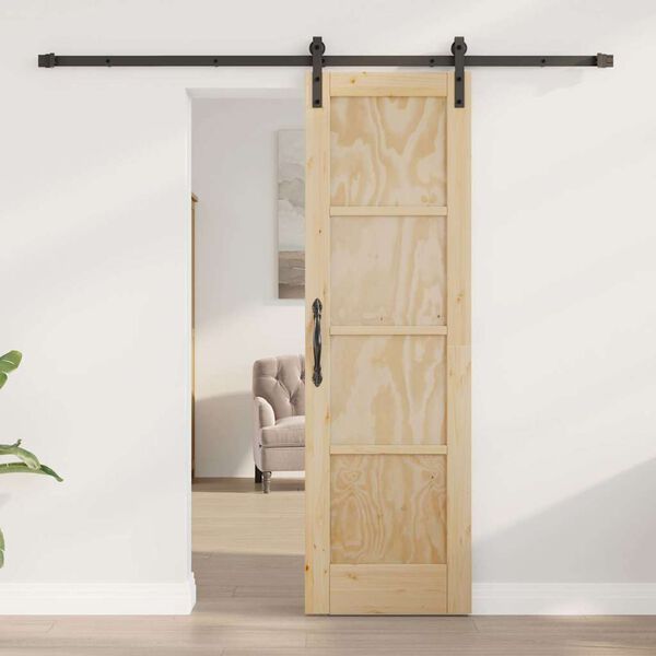 vidaXL Puerta Corredera Marrón 61 x 198,5 cm Madera de pino macizo