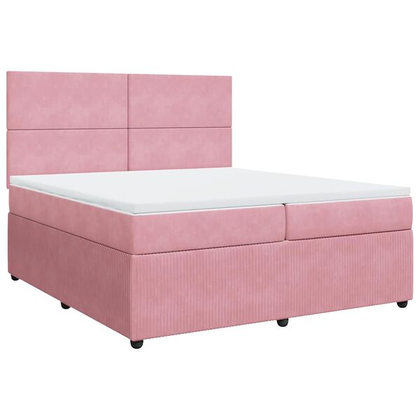 vidaXL Cama box spring con colchón terciopelo rosa 200x200 cm