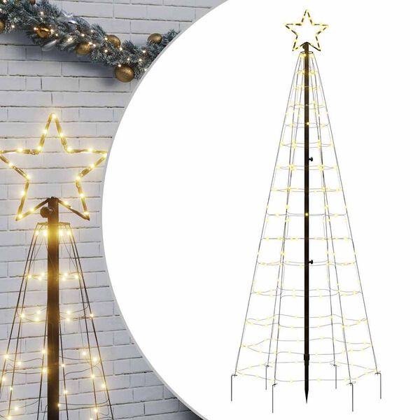 vidaXL &Aacute;rbol de Navidad LED con estacas 220 LEDs blanco c&aacute;lido 180 cm