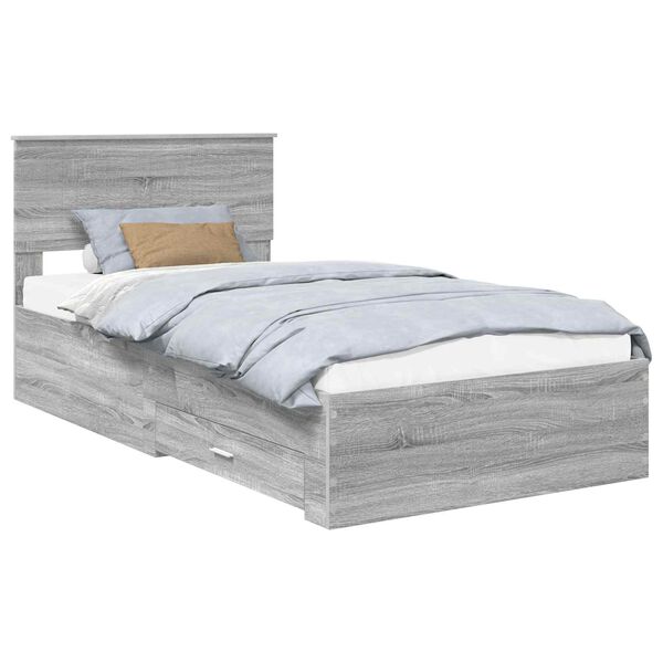 vidaXL Estructura de cama con cabecera Gris Sonoma 100 x 200 cm