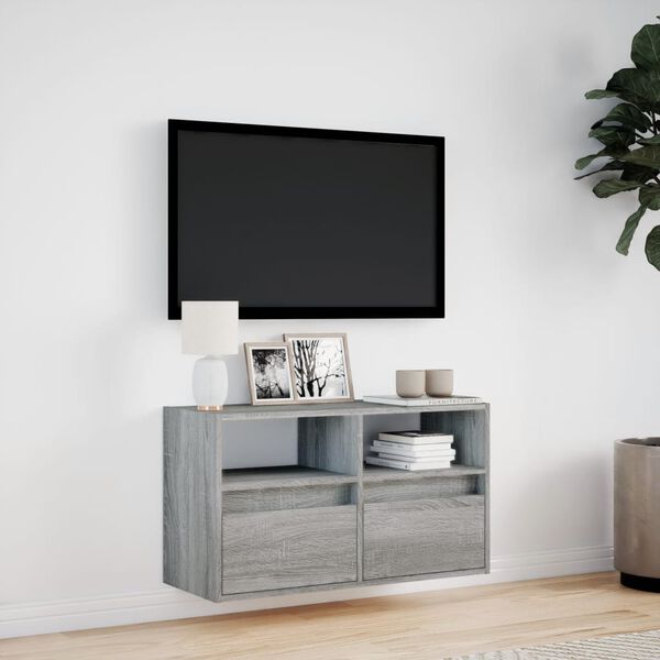 vidaXL Mueble de TV de pared con luces LED gris Sonoma 80x31x45 cm