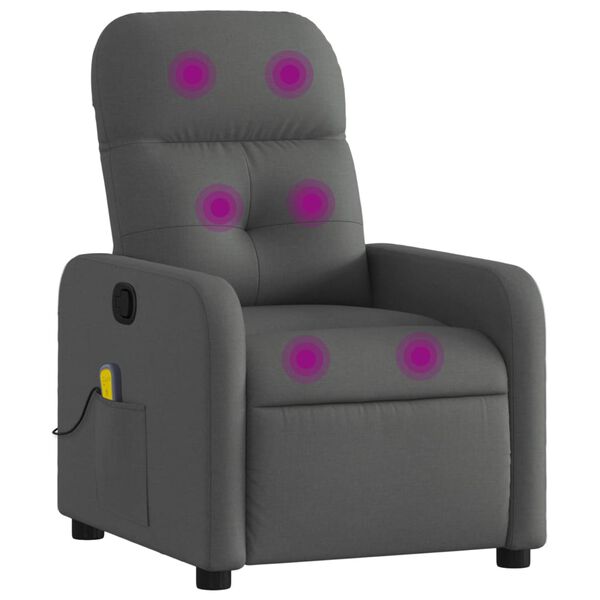 vidaXL Sill&oacute;n de masaje reclinable de tela gris oscuro