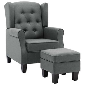 vidaXL Sill&oacute;n con reposapi&eacute;s tela gris claro