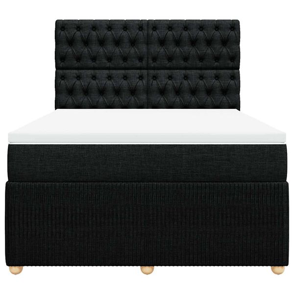 vidaXL Cama box spring con colch&oacute;n tela negro 140x200 cm