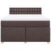 vidaXL Cama box spring con colch&oacute;n tela marr&oacute;n oscuro 140x190 cm