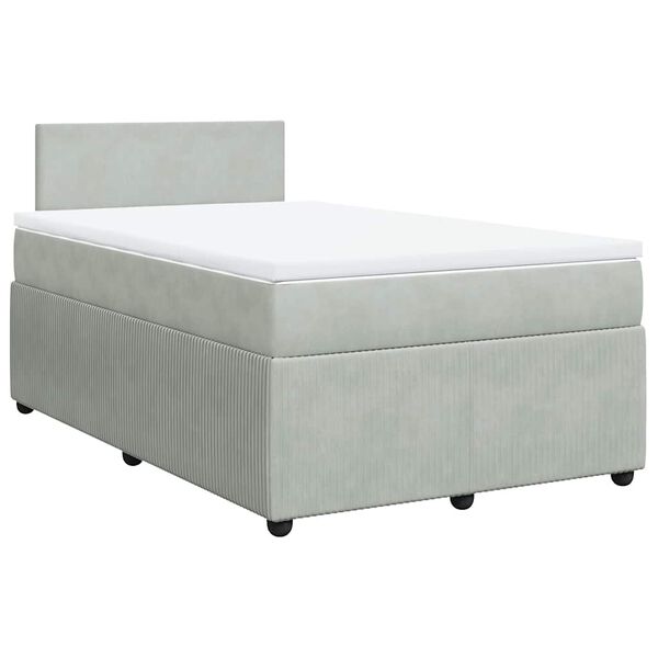 vidaXL Cama box spring con colch&oacute;n terciopelo gris claro 120x200 cm