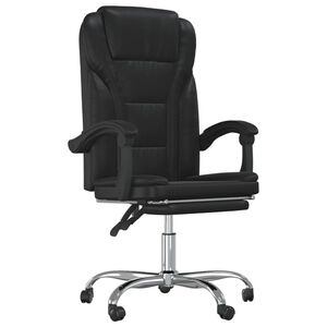 vidaXL Silla de oficina reclinable cuero sint&eacute;tico negro