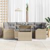 vidaXL Conjunto de sof&aacute; de jard&iacute;n 7 pcs Beige Rattan de Poli&eacute;ster