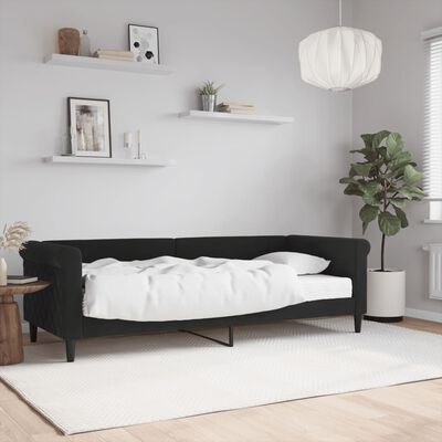 vidaXL Sofá cama con colchón terciopelo negro 80x200 cm