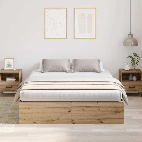 vidaXL Cama con almacenamiento Roble artesanal 150 x 200 cm
