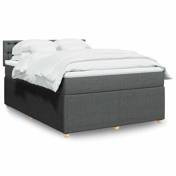 vidaXL Cama box spring con colch&oacute;n tela gris oscuro 160x200 cm