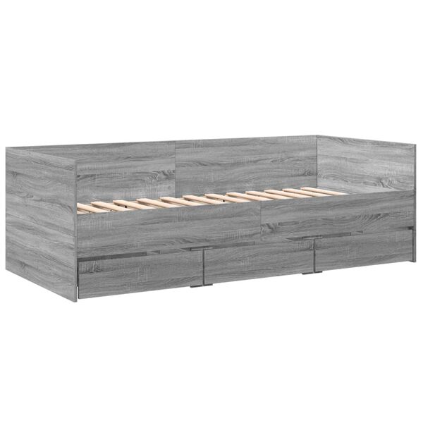 vidaXL Sofá cama con cajones sin colchón gris Sonoma 100x200 cm