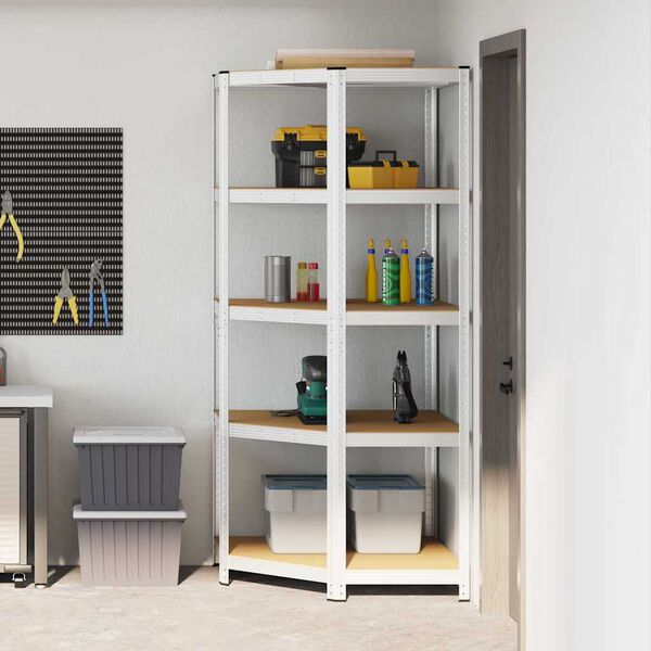 vidaXL Estante de esquina con estante Plateado 90 x 90 x 198 cm