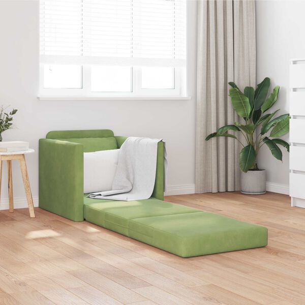 vidaXL Sof&aacute; cama 60cm Verde claro Terciopelo