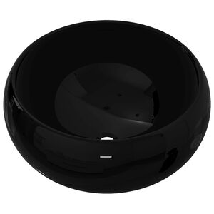 vidaXL Lavabo redondo de cer&aacute;mica negro 40x15 cm