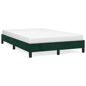 vidaXL Estructura cama sin colch&oacute;n terciopelo verde oscuro 120x190cm