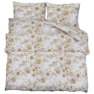 vidaXL Juego de funda n&oacute;rdica algod&oacute;n blanco y marr&oacute;n 220x240 cm
