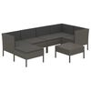 vidaXL Set de muebles de jard&iacute;n 7 pzas y cojines rat&aacute;n sint&eacute;tico gris