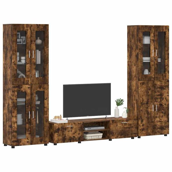 vidaXL Conjunto de mueble de TV Roble ahumado Madera de ingenier&iacute;a
