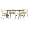 vidaXL Juego de comedor jard&iacute;n 5 piezas rat&aacute;n sint&eacute;tico marr&oacute;n