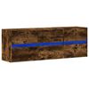 vidaXL Mueble de TV de pared con luces LED roble ahumado 130x31x45 cm