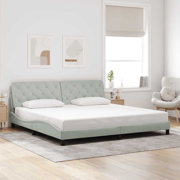 vidaXL Estructura de cama sin colch&oacute;n terciopelo gris claro 200x200 cm