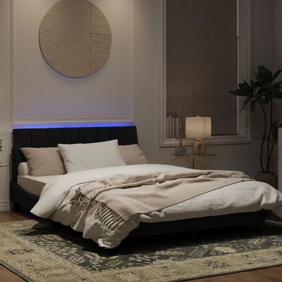 vidaXL Estructura de cama con luces LED terciopelo negro 140x190 cm