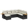 vidaXL Set de comedor de jard&iacute;n 7 pzas y cojines rat&aacute;n sint&eacute;tico negro
