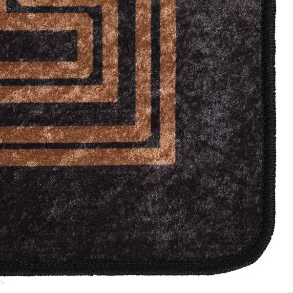 vidaXL Alfombra lavable negro y dorado 190x300 cm