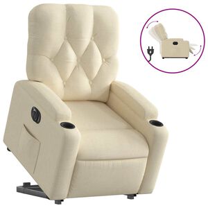 vidaXL Sill&oacute;n el&eacute;ctrico reclinable elevable de tela color crema