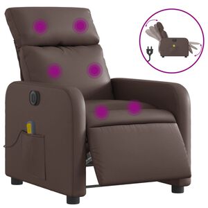 vidaXL Sill&oacute;n de masaje reclinable el&eacute;ctrico cuero sint&eacute;tico marr&oacute;n