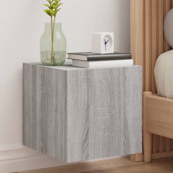 vidaXL Muebles TV pared con luces LED 2 uds gris Sonoma 30,5x35x30 cm