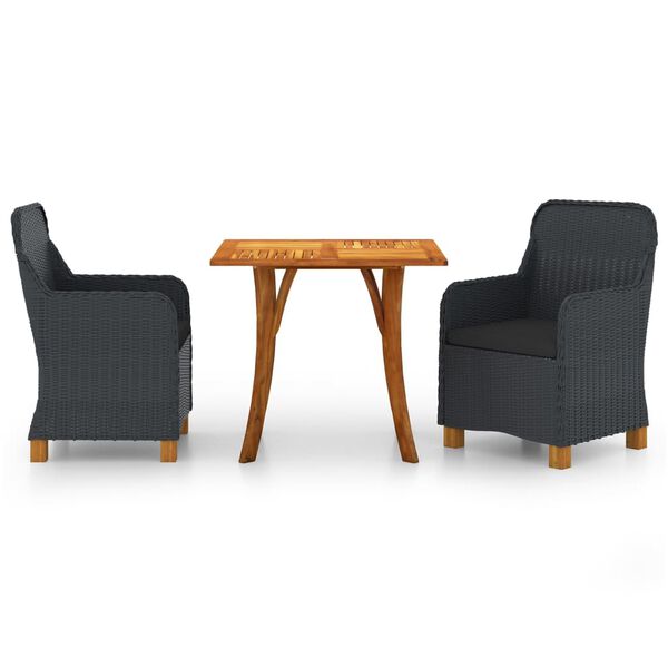vidaXL Juego de comedor para jard&iacute;n 3 piezas gris oscuro