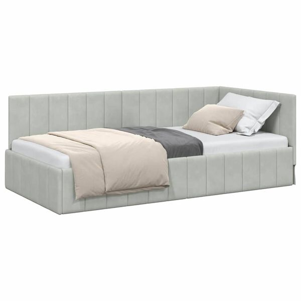 vidaXL Estructura de cama en esquina Gris Claro 90 cm x 200 cm