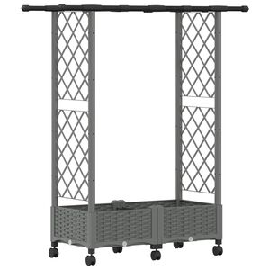 vidaXL Cama elevada con trellis y techo Gris Claro 122,5 x 40 x 127 cm